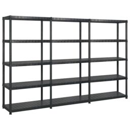 Berkfield Home Storage Shelf 5-Tier Black 255x40x185 cm Plastic - Size: 255 x 40 x 185 cm