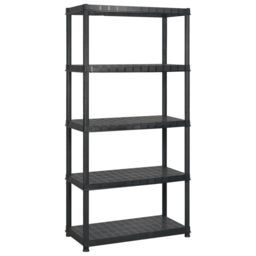 Berkfield Home Storage Shelf 5-Tier Black 255x40x185 cm Plastic - Size: 255 x 40 x 185 cm - thumbnail 2