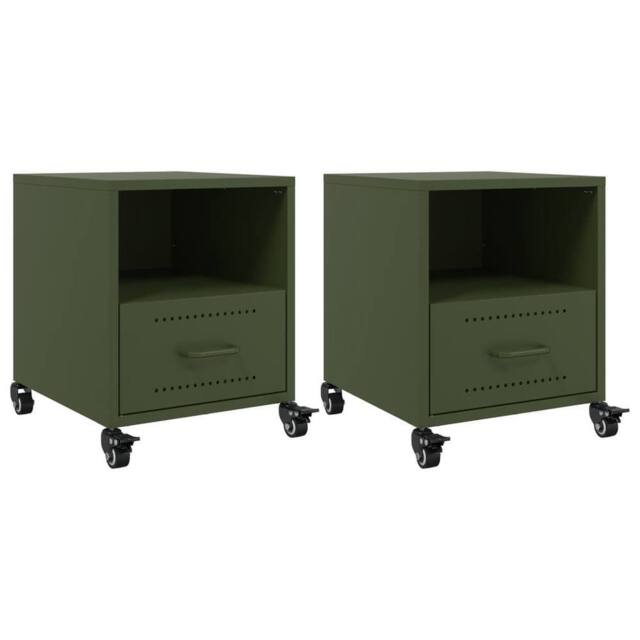 Berkfield Home Bedside Cabinets 2 pcs Olive Green 36x39x43.5 cm Steel - image 1