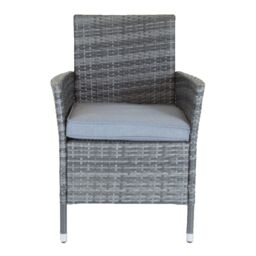 Charles Bentley Garden Outdoor Pair of Rattan Dining Chairs Natural/Grey in Grey - thumbnail 6