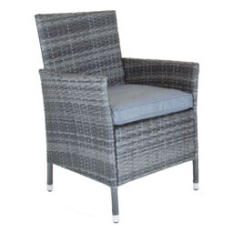 Charles Bentley Garden Outdoor Pair of Rattan Dining Chairs Natural/Grey in Grey - thumbnail 5