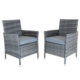 Charles Bentley Garden Outdoor Pair of Rattan Dining Chairs Natural/Grey in Grey - thumbnail 3