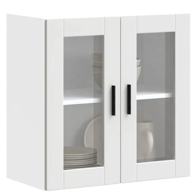 Berkfield Home Kitchen Wall Cabinet with Glass Door Porto White - image 1