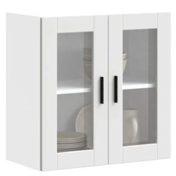 Berkfield Home Kitchen Wall Cabinet with Glass Door Porto White - thumbnail 1
