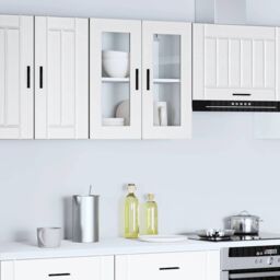 Berkfield Home Kitchen Wall Cabinet with Glass Door Porto White - thumbnail 3