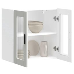 Berkfield Home Kitchen Wall Cabinet with Glass Door Porto White - thumbnail 5