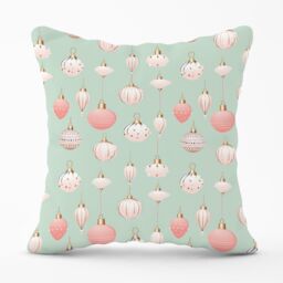 Warren Reed - Designer Christmas Decorations Pink & Green Outdoor Cushion - Size: 60 cm x 60 cm - thumbnail 1