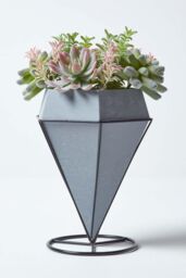 Homescapes Artificial Cactus Succulent Arrangement Decorative Geometric Grey Pot in Green - thumbnail 6