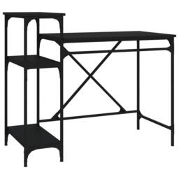 Berkfield Home Charming Desk with Shelves Black 105x50x90 cm Engineered Wood&Iron - Size: 105 x 50 x 90 cm - thumbnail 3