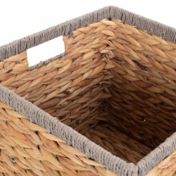 Red Hamper Water Hyacinth Square Water Hyacinth With Grey Rope Border Storage Basket in Brown - Size: Small - thumbnail 5