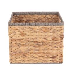 Red Hamper Water Hyacinth Square Water Hyacinth With Grey Rope Border Storage Basket in Brown - Size: Small - thumbnail 2