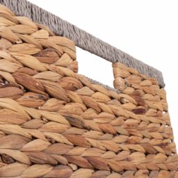 Red Hamper Water Hyacinth Square Water Hyacinth With Grey Rope Border Storage Basket in Brown - Size: Small - thumbnail 4