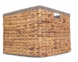 Red Hamper Water Hyacinth Square Water Hyacinth With Grey Rope Border Storage Basket in Brown - Size: Small - thumbnail 3