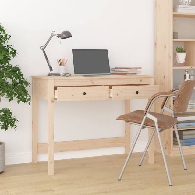 Berkfield Home Beautiful Desk with Drawers 100x50x78 cm Solid Wood Pine in Light Brown - Size: 100 x 50 x 78 cm - image 1