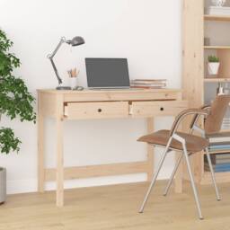 Berkfield Home Beautiful Desk with Drawers 100x50x78 cm Solid Wood Pine in Light Brown - Size: 100 x 50 x 78 cm