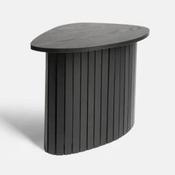 VOGREX Ribbed Black Wooden Coffee Table 55x39x41cm Modern Living Room - Size: 55 x 39 x 41 cm