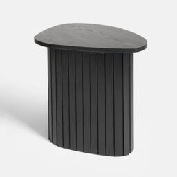 VOGREX Ribbed Black Wooden Coffee Table 55x39x41cm Modern Living Room - Size: 55 x 39 x 41 cm - thumbnail 2