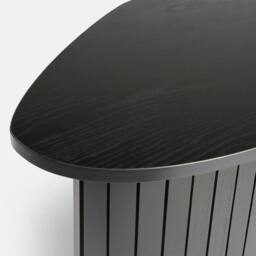 VOGREX Ribbed Black Wooden Coffee Table 55x39x41cm Modern Living Room - Size: 55 x 39 x 41 cm - thumbnail 4