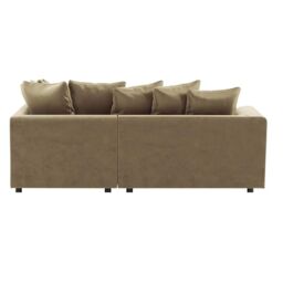 Furnishings For Less UK Brooklyn Plush Velvet 3 to 4 Seater L Shaped Corner Sofa Right Hand Facing in Beige - thumbnail 4