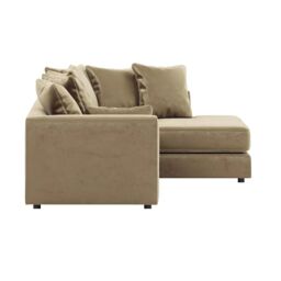 Furnishings For Less UK Brooklyn Plush Velvet 3 to 4 Seater L Shaped Corner Sofa Right Hand Facing in Beige - thumbnail 3