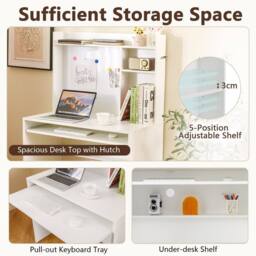 Costway Computer Desk Home Office Writing Table w/ Magnetic Bulletin Board in White - thumbnail 3