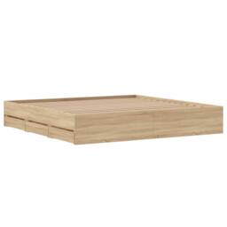 Berkfield Home Modern Bed Frame w/Drawers Frame Sonoma Oak 180x200 cm Super King in Light Tan - thumbnail 8