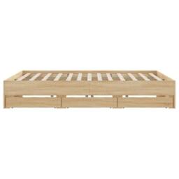 Berkfield Home Modern Bed Frame w/Drawers Frame Sonoma Oak 180x200 cm Super King in Light Tan - thumbnail 7