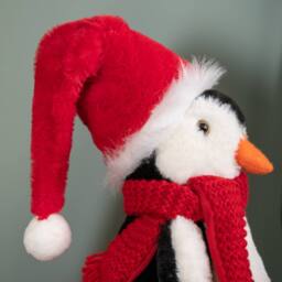 Samuel Alexander 40cm Soft Cuddly Puppa Penguin Christmas Decoration with Santa Hat in White - thumbnail 4