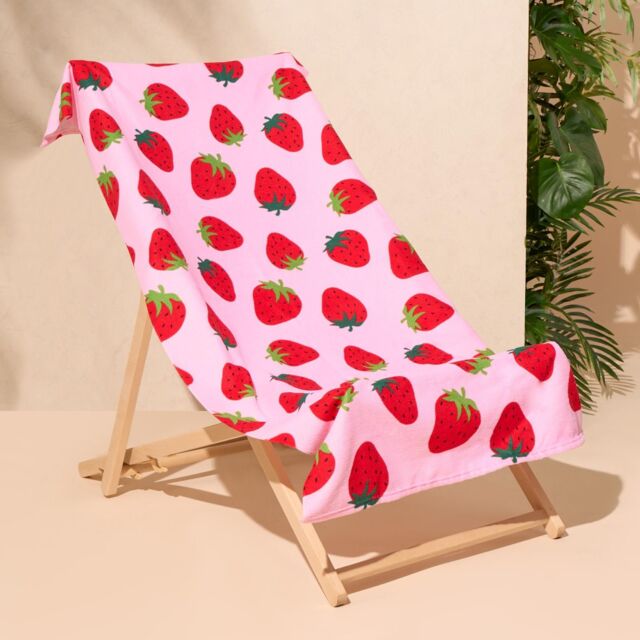 OHS Strawberry Towel Bath Quick Dry Summer Travel Microfibre Absorbent in Pink - image 1
