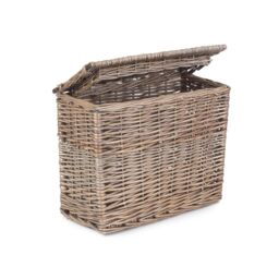 Red Hamper Wicker Rectangular Toilet Tidy Lidded Basket in Brown - thumbnail 2