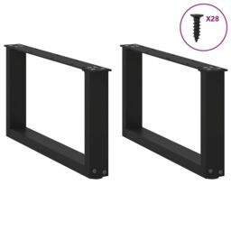 Berkfield Home Coffee Table Legs U-Shaped 2 pcs Black 70x(30-31) cm Steel - thumbnail 3