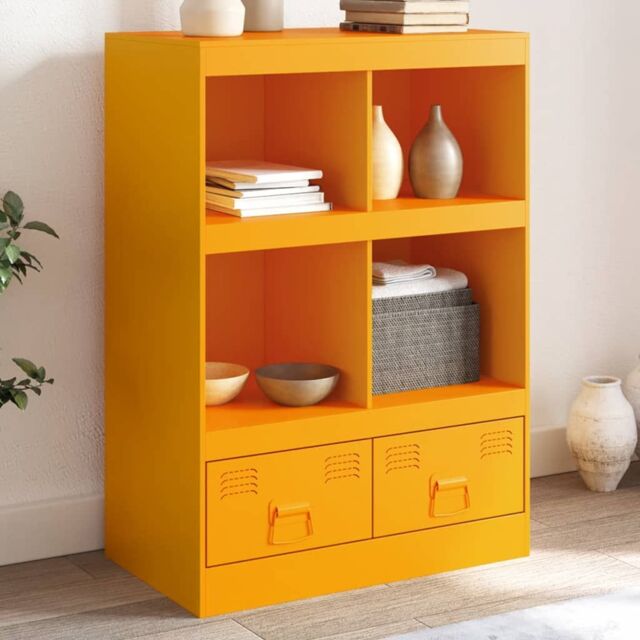 Berkfield Home Highboard Mustard Yellow 67x39x95 cm Steel - Size: 67 x 39 x 95 cm - image 1