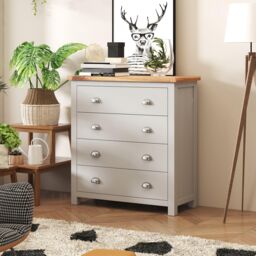 Cabinet Bits Argenta 4 Drawer Chest of Drawers Chrome Cup Handle in Light Grey - thumbnail 1