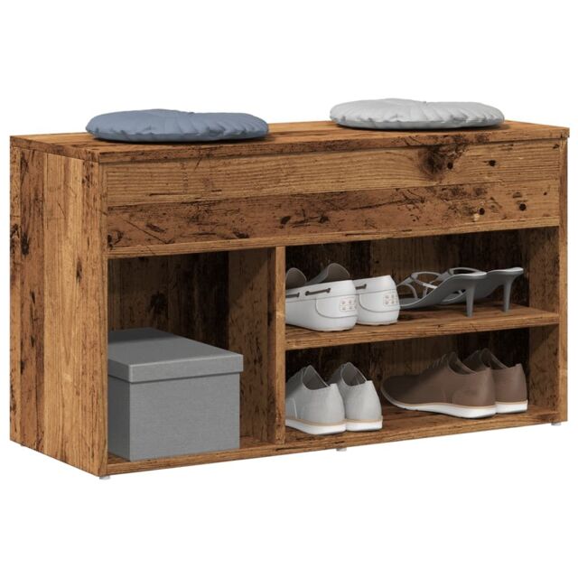 Berkfield Home Shoe Bench Old Wood 80x30x45 cm Engineered Wood in Brown - Size: 80 x 30 x 45 cm - image 1