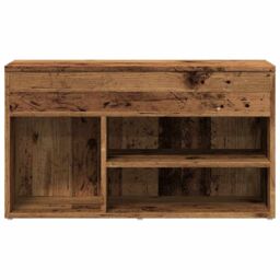 Berkfield Home Shoe Bench Old Wood 80x30x45 cm Engineered Wood in Brown - Size: 80 x 30 x 45 cm - thumbnail 4
