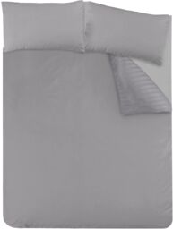 Smart Living Luxury Satin Stripe Reversible Duvet Cover Bedding Set with Pillowcase in Grey - Size: Double - thumbnail 3