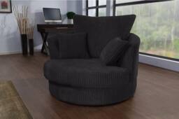 Furniture 786 Jumbo Cord Swivel Chair in Black - thumbnail 1