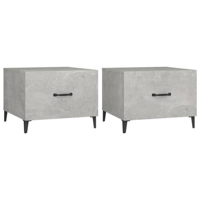 Berkfield Home Coffee Table with Metal Legs 2 pcs Concrete Grey 50x50x40 cm - Size: 50 x 50 x 40 cm - image 1