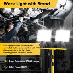 KORVIXA 230V Twin Head LED Tripod Site Light 15000 Lumens Remote in Yellow - thumbnail 5
