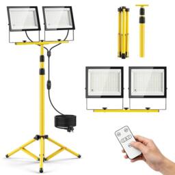 KORVIXA 230V Twin Head LED Tripod Site Light 15000 Lumens Remote in Yellow - thumbnail 1