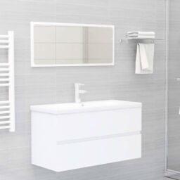 Berkfield Home Sink Cabinet White 90x38.5x45 cm Engineered Wood - thumbnail 3