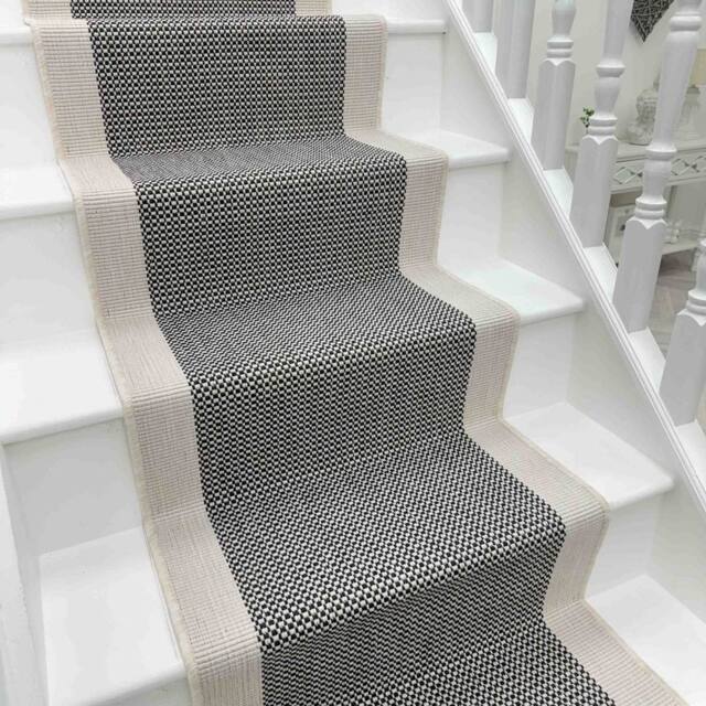 runrug Stair Runner Carpet - Reversible & Durable, 2mm - 'Vichy' in Black - Size: 60 cm x 450 cm - image 1