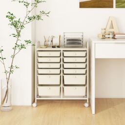 Gymax 12 Drawer Rolling Storage Cart Utility Cart With Wheels & Handles in White - thumbnail 7
