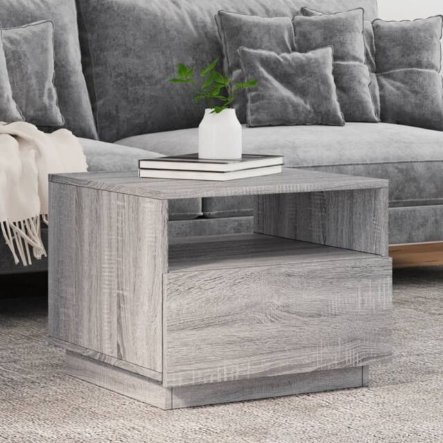 Berkfield Home Coffee Table with LED Lights Grey Sonoma 50x49x40 cm - Size: 50 x 49 x 40 cm - image 1