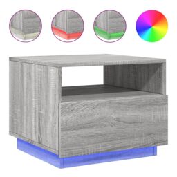 Berkfield Home Coffee Table with LED Lights Grey Sonoma 50x49x40 cm - Size: 50 x 49 x 40 cm - thumbnail 2