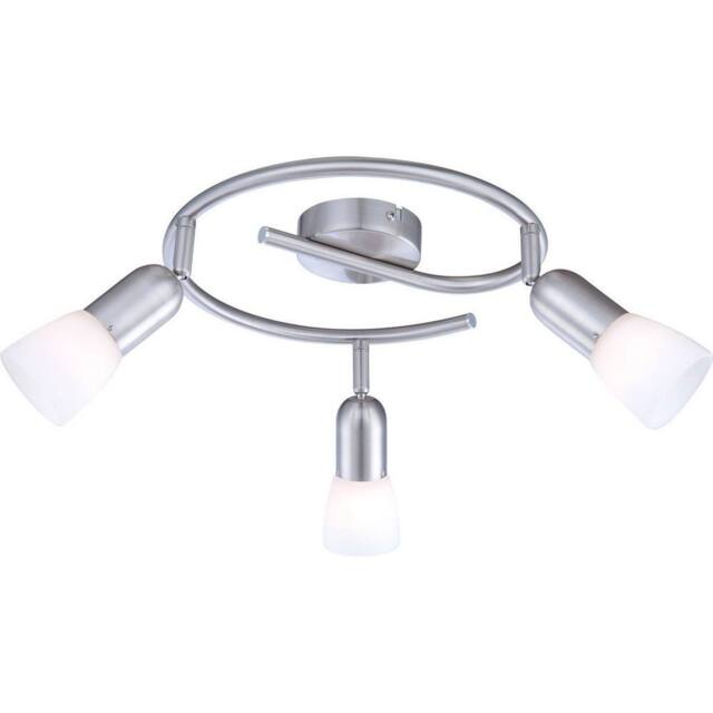 Netlighting Cathy Ceiling Spotlight Clusters Nickel Matt White Glass Shade 3x E14 in Grey - image 1