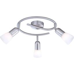 Netlighting Cathy Ceiling Spotlight Clusters Nickel Matt White Glass Shade 3x E14 in Grey - thumbnail 1