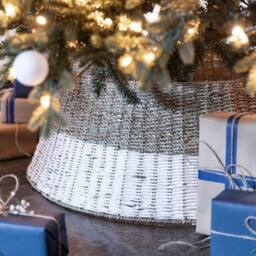 Ivyline Seagrass Round Foldable Wicker & White Tree Skirt D70cm - Size: Medium - thumbnail 6
