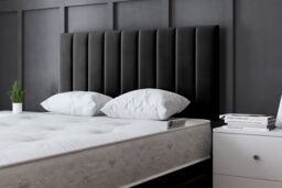 DS Living Amelia Upholstered Black Panel Divan Bed with Headboard - Size: Small Single - thumbnail 2