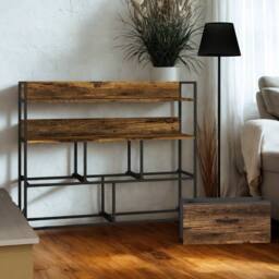 FURNOS Industrial 5 Drawer Chest Storage Unit With Shelves Brown - thumbnail 5